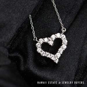 0.70ctw VS/GH Diamond Heart Platinum Pendant 16" Adjustable Link Chain