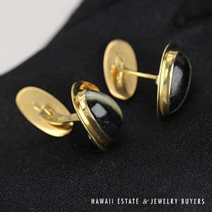Tiger Eye 18K Yellow Gold Cufflinks - Image 2