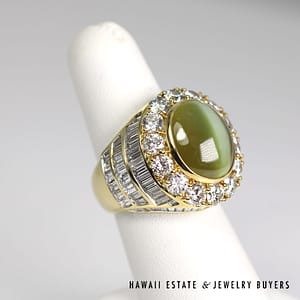 GIA 17.87ct Cat's Eye Crysoberyl 8.67ctw Diamond 18K Yellow Gold Gents Ring Size 7.5 with Appraisal - Image 2