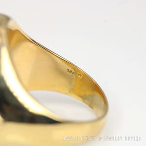 Green Jade & 0.02ctw Diamonds 14K yellow Gold Ring Sz 12 - Image 2