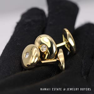 0.30ctw Diamond Gypsy 18K Yellow Gold Set Cuff Links - Image 2
