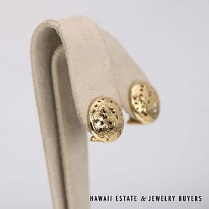 Mings 16mm Round Phoenix 14K Yellow Gold Pierced Earrings with Omega Clips - Image 2