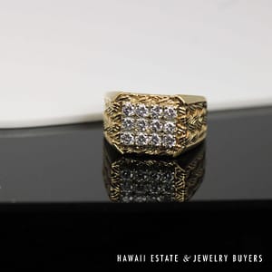 Basket Weave 1.00ctw VS/GH Diamond Gents 14K Yellow Gold Ring Size 9
