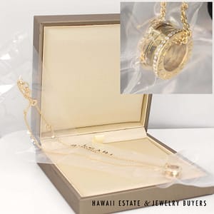 BVLGARI 18K Yellow Gold B Zero 1 Diamond Adjustable Necklace with Box, 14.1g