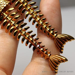 Authentic Vintage Tiffany & Co. 18K Yellow Gold Ruby Articulated Fish Skeleton Earrings w/ Pouch - Image 11