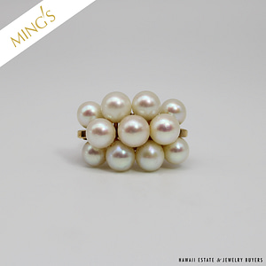 MING'S 7.7g 14KYG PEARL CLUSTER RING SIZE 6.25