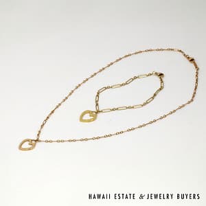 Tiffany & Co 18K Yellow Gold Heart Bracelet and Necklace Set with Pouch #3121-03 - Image 2