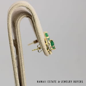 1ctw Emerald 1.50ctw Diamond 18k Yellow Gold Earrings 14x11mm, 14.9g - Image 2