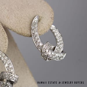 1ctw Diamond SI/HI Knot 18K White Gold Earrings - Image 2
