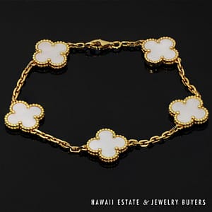 Van Cleef Vintae Alhombra Gold and Mother of Pearl Bracelet SIZE 7 #2696-03