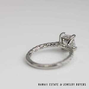 A. Jaffe 0.40ctw Diamond Semi-Mount with Princess Cut CZ Platinum Ring Size 6.25, 4.9g - Image 2