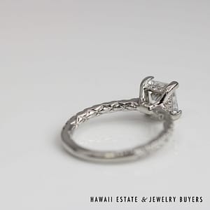 A. Jaffe 0.40ctw Diamond Semi-Mount with Princess Cut CZ Platinum Ring Size 6.25, 4.9g - Image 2