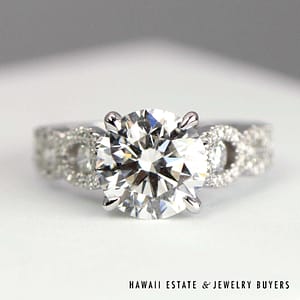 2.07ct Lab-Grown Diamond 0.65ctw Diamond 18k White Gold Engagement Ring Size 3.5