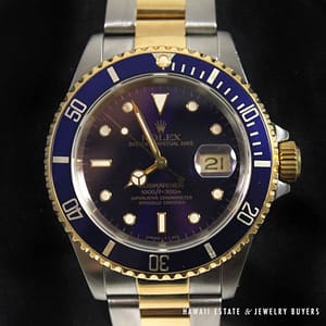 ROLEX BLUE / PURPLE SUBMARINER TWO-TONE 40MM AUTOMATIC WRIST WATCH