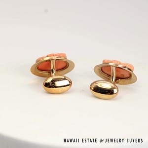 Coral Cameo 14K Yellow Gold Men’s Cufflinks