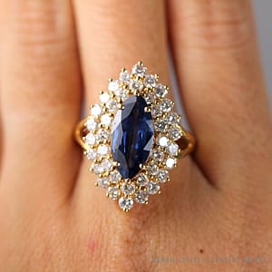 2.78CT BLUE SAPPHIRE MARQUISE & 2.23CTW DIAMOND 18K GOLD RING W/ APPRAISAL - Image 4