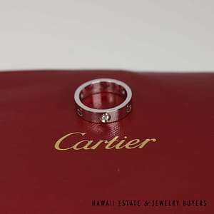 Cartier 3 Diamond 18K White Gold Love Ring Size 9 - Image 4