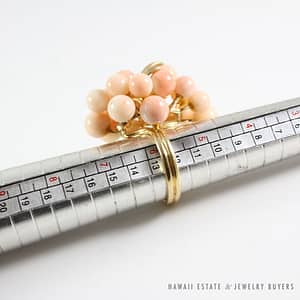 Vintage Ming's Hawaii Angel Skin Coral Ball Cluster 14K Ring (Size 5.75) - Image 2