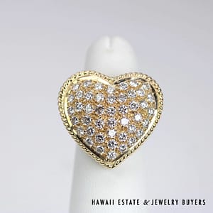 2ctw SI/GH Diamond PavŽ Heart Ring 18k Yellow Gold Size 5.5, 15.1g - Image 2