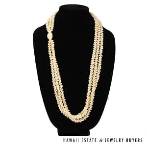 Three Strand Ni'ihau Shell Lei: Pikake Momi Lenalena 36 inches - Image 2