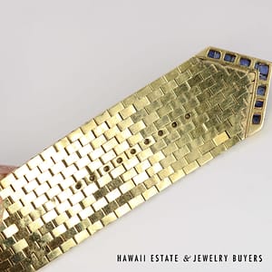 1.25ctw Sapphire & 0.50ctw Diamond 14K Yellow Gold Adjustable Buckle Bracelet - Image 11