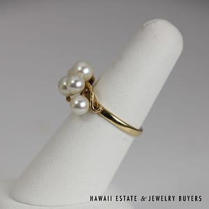 Ming's Pearl Cluster 14K Yellow Gold Ring Size 7 - Image 8