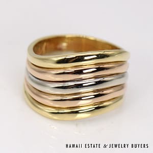 Gucci 18K TriColor Gold Wave Band Ring SIZE 5.5 #022824-03 - Image 3
