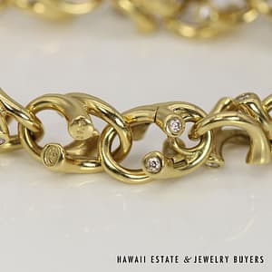 Georg Jensen 18K Yellow Gold and Diamond Magic Bracelet SIZE 6.75 #3084-01 - Image 3