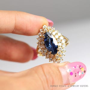 2.78CT BLUE SAPPHIRE MARQUISE & 2.23CTW DIAMOND 18K GOLD RING W/ APPRAISAL - Image 3
