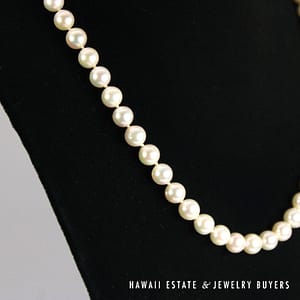 6.5-7mm Cultured Pearl 18" Strand Necklace KNotted 14K Yellow Gold Clasp - Image 2