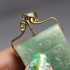 ANTIQUE JADEITE JADE GREEN BELT PIECE WITH REMOVABLE 14K YELLOW GOLD PENDANT - Image 3