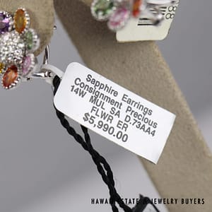 LeVian 5ctw Sapphire & 0.75ctw Diamond 14K White Gold Omega Back Earrings 16mm - Image 6