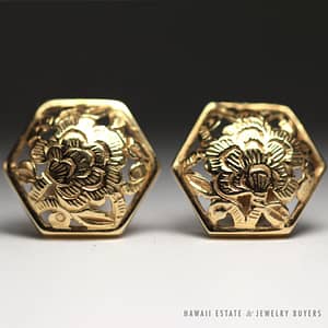 Ming's Hawaii Chrysanthemum Hexagon Earrings