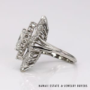 Platinum 3.25ctw Marquis Diamond Ballerina Ring SIZE 4.5 #DH0224-01 - Image 3