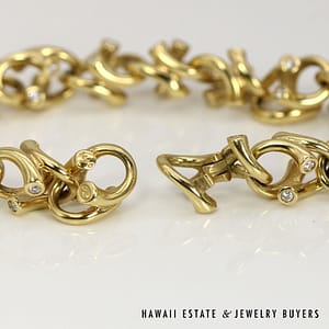 Georg Jensen 18K Yellow Gold and Diamond Magic Bracelet SIZE 6.75 #3084-01 - Image 4