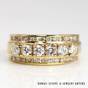 1ctw SI/GH Diamond 18k Yellow Gold Band Size 6.75, 6.4g