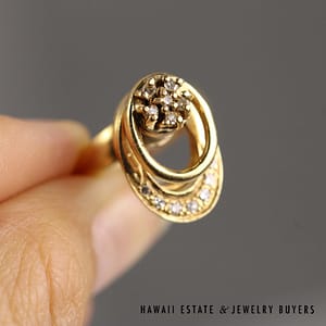 14KYG Spinner Ring 0.10ctw Diamonds - Size 6.5 - Image 2