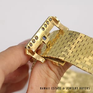 1.25ctw Sapphire & 0.50ctw Diamond 14K Yellow Gold Adjustable Buckle Bracelet - Image 6