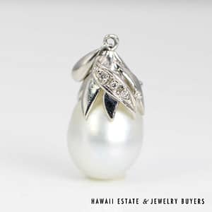 11mm Barbeque Pearl & 0.03ctw Diamond Platinum Pendant