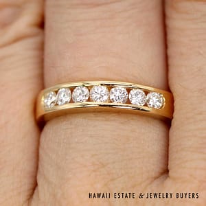 0.33ct Diamond 14k Yellow Gold Channel Band Ring Size 6.5