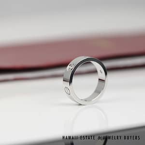 Cartier 3 Diamond 18K White Gold Love Ring Size 9 - Image 5