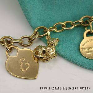 Tiffany & Co. Nine Charm Bracelet 18k Yellow Gold Size 6.75 with Pouch, 76.5g - Image 4