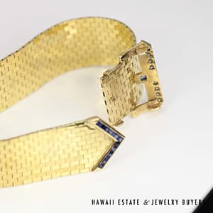 1.25ctw Sapphire & 0.50ctw Diamond 14K Yellow Gold Adjustable Buckle Bracelet - Image 4