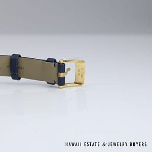 Van Cleef & Arpels 18K YG Alhambra Watch With Diamond Bezel & MOP Dial with Blue Strap - Image 12