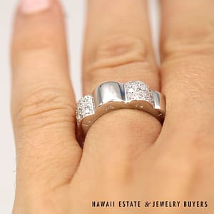 Chanel 18K White Gold Camelia Diamond Ring SIZE 48 (US size 4.5) *3069-02 - Image 8