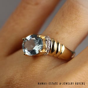 2.50ct Aquamarine & 0.04ctw Diamond 14k Yellow Gold ring Size 7 - Image 2