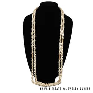 Double Strand Ni'ihau Shell Lei: Pikake Momi 51 inches #SC2017-01 - Image 2