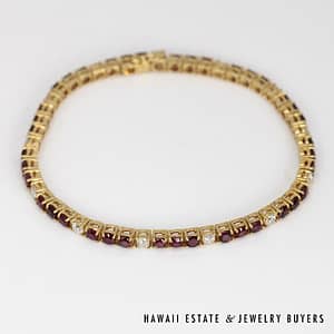 14K Yellow Gold Diamond and Ruby Tennis Bracelet SIZE 6.25 #071122-01 - Image 2