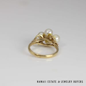 Ming's Pearl Cluster 14K Yellow Gold Ring Size 7 - Image 9