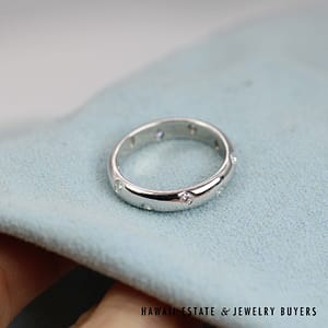 Tiffany & Co Platinum 4mm Diamond Etoile Band Size 5.5 with Pouch, 6.3g - Image 2